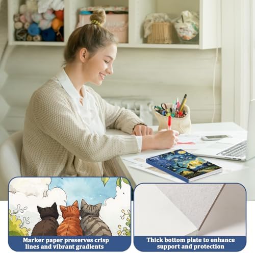 Tlenpo 8.5 x 5.5 Marker Paper Pad 100 Sheets, Bleedproof Sketchbook for Alcohol Markers, 120gsm/73lb Art Sketch Pad Paper Painting Coloring Paper for Drawing & Coloring