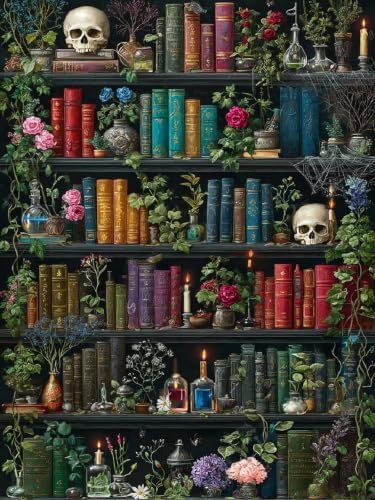WNPOKN Bookshelf Diamond Art Kits for Adults 12 x 16inch