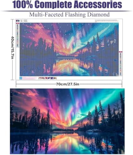 Lophomie Extra Large Diamond Art Kits for Adults, 5D DIY Northern Lights Diamond Painting Kits for Adults Beginners, Diamond Dots Kits Gem Arts Crafts for Home Wall Decor 28x16 Inch