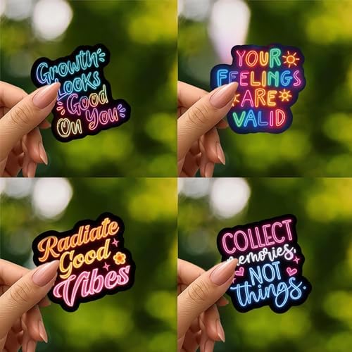 200Pcs Neon Inspirational Stickers, Waterproof Motivational Vinyl Stickers for Water Bottles, Laptops, Journals, Positive Quotes Stickerfor Teens, Students, Teachers, Planners