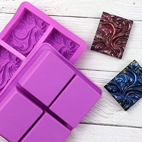 2PCS Sea Wave Silicone Soap Molds, 4-Cavity Rectangular | Wave Silicone Molds,for Homemade Soaps,Chocolate Jelly Pudding Mousse Cake Making