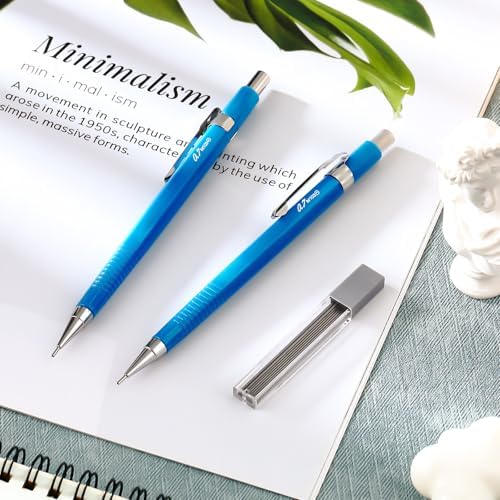 Outus 8 Pcs Metal Mechanical Pencils with Lead Refills, 0.7 mm, Blue