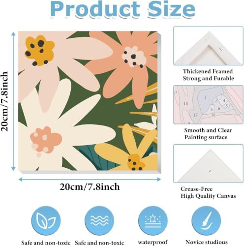 4 Pack Framed Paint By Numbers Kit for Adults Flowers Paint By Number Kits