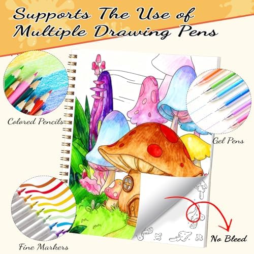 150gsm Coloring Book with Markers, 7x8.3in Travel Coloring Kit for Kids