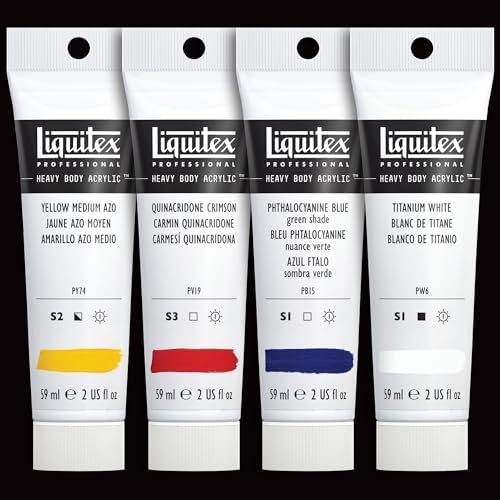 Liquitex Heavy Body Acrylic Paint Set, 4 x 59ml, Mixing Primary Color Set