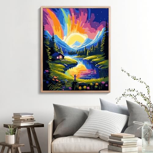ZTOTZ Paint by Numbers Kit for Adults,Aurora Borealis Painting by Numbers16x20 Canvas,Landscape Paint by Number Kits for Home Decor