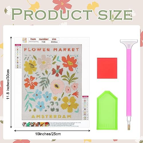 Yeaqee 4Pcs Diamond Art Kits for Adult Gem Painting Kit, Floral