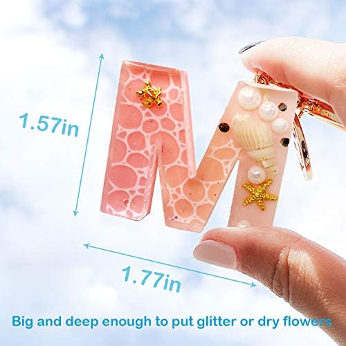 Mocoosy 134Pcs Alphabet Keychain Resin Molds Kit, Reversed Letter Number Silicone Mold Epoxy Resin Casting Molds Key Chain Making Set with 1 Hand Drill 2 Drill Bits 30 Key Rings 100 Screw Pin