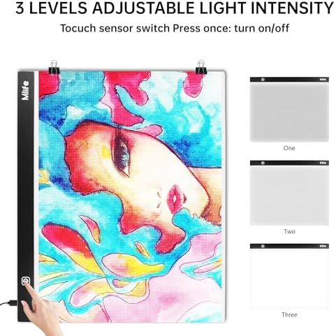 Mlife A3s Diamond Art Painting Light Board with 3 Adjustable Brightness Tracing Light Box, USB Powered LED Light Pad Diamond Art Accessories for Drawing, Sketching, Animation