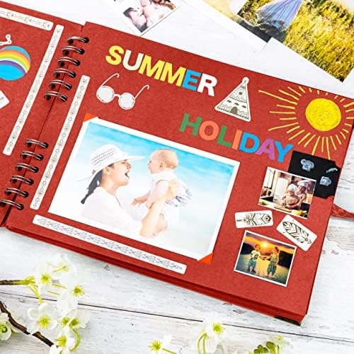 Bstorify Square Scrapbook Photo Albums 50 Pages (11 x 8.5 Inch) Red | Hardcover with Thick 200 GSM Kraft Paper, Ideal for Your Scrapbooking Albums, Art & Craft Projects (Red, 11 x 8.5 Inch)
