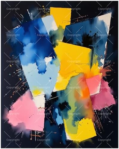 TAOPAOLAB Abstract Paint by Numbers Kit for Adults - DIY Colorful Geometric Blocks Painting on Canvas 16x20In, Acrylic Paint Set, Suitable for Beginners, Art for Home Decoration or Gifts