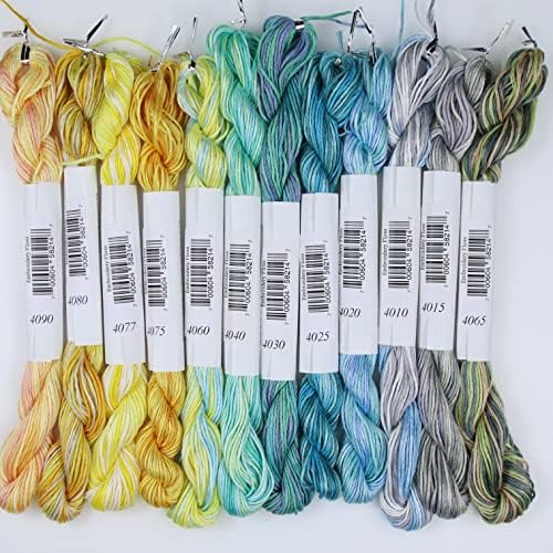 KCS Big skeins of 25 Meters Size 25 Color Variegated Cross Stitch Stranded Threads,12 skeins,04