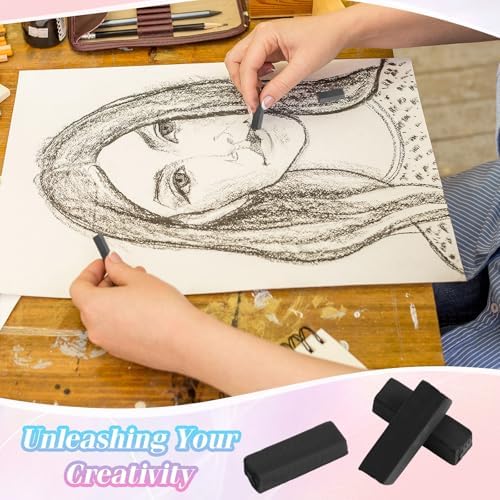 Watersay 24 Pcs Soft Pastel Drawing Chalk Set Square Sketch Chalk Non-toxic Artist Pastel Sticks for Professional Artists and Art Lovers(30 x 8 x 8 mm,Black Color)