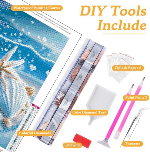 Diamond Art Kits for Adults & Beginners, Seashell Diamond Painting Kit