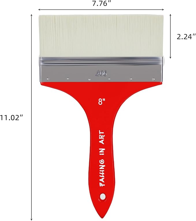 Falling in Art Large 8 Inch Flat Paddle Paint Brush | Scale Brush, Blending Paint Brush, Wide Flat Paint Brushes for Oil and Acrylic Paints