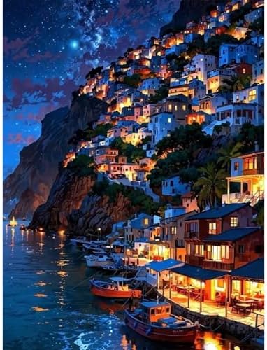 Diamond Art Kits for Adults, Village Diamond Painting Kit, 12 x 16 Inch