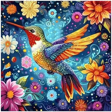 xcemhil Hummingbird Paint by Numbers Kit for Adults Beginner, Hummingbird Paint by Number for Adult, Acrylic Paint by Numbers Kits Suitable for Home Wall Art Decor Gifts 16x16 Inch