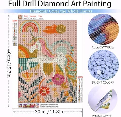 Unicorn Flower Garden Diamond Art Kits for Adult Diamond Painting Kit