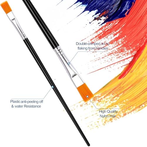 30Pcs Paint Brushes for Acrylics Painting, Flat Paint Brush Bulk, Black