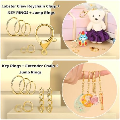 PAXCOO 300PCS Keychain Making Kit, Keychain Craft Supplies Including Key Chain Clips, Lanyard Snap Hooks, Key Rings and Jump Rings for Key Chain Making, Purse Making, Lanyard Making