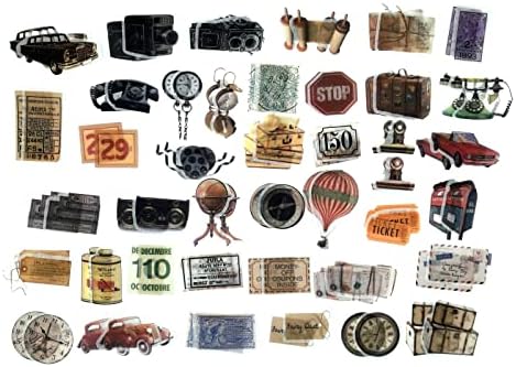 Esweny 200 Pieces Vintage Ephemera Scrapbooking Supplies Pack for Journaling, Decoupage Paper Scrapbook Stickers Kit for Junk Journal Planners Collage Craft Notebooks Album (Word Memory)