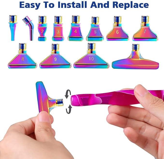 Snewvie Diamond Painting Pen Accessories Tools Set,1PCS Diamond Art Pen and 12Pcs Colorful Metal Screw Thread Multi Placer Tips,Diamond Painting Drill Pens for DIY Diamond Art