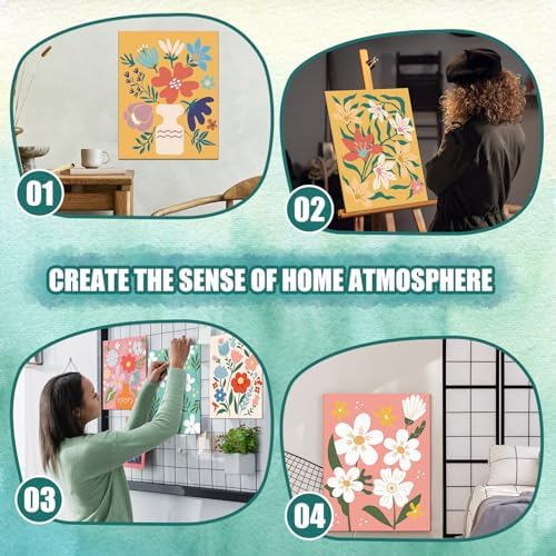 Sherr 20 Pcs Pre Drawn Canvas Floral for Painting for Adults