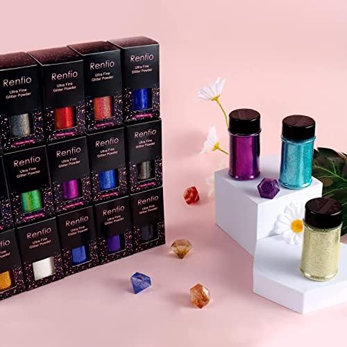 Renfio Holographic Ultra Fine Red Glitter Powder Metallic Resin Glitter | 2.11 Oz/60g PET Crafts Sequins 1/128" 0.008" 0.2mm Epoxy Chips Flakes for Tumblers Slime Roses Decorations-Laser Wine Red