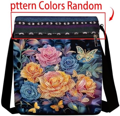 LSQFS DIY Diamond Painting Crossbody Bag, Diamond Art Kits for Adults, PU Leather Art Bag, Craft Kits for Adults Women, Portable Crossbody Purse as Gift for Diamond Art Projects
