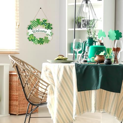 Large Size 12" Wooden Shamrock Ornaments to Paint, St. Patrick's Day Decoration Cutouts Wooden DIY Blank Unfinished Shamrock Irish Door Hanging Sign Plaque Crafts Hanging Decorations 3PCS