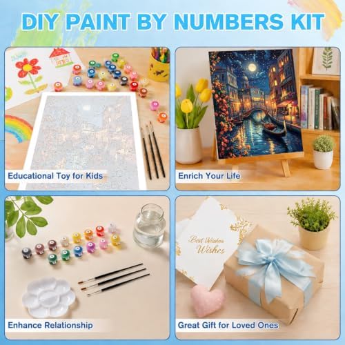 Landscape Paint by Numbers Kit for Adults, DIY Painting Canvas 16x20inch
