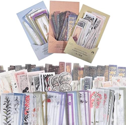 Vintage Washi Paper Stickers for Journaling, 120 Pieces Antique Planner bullet Journal Self-Adhesive Retro Aesthetic Decorative Stickers Decals for Scrapbook, DIY Arts and Crafts, Photo Album, Diary,