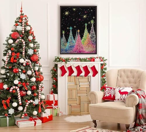 ijbnhd Christmas Tree Diamond Art Kits for Adults 12x16inch
