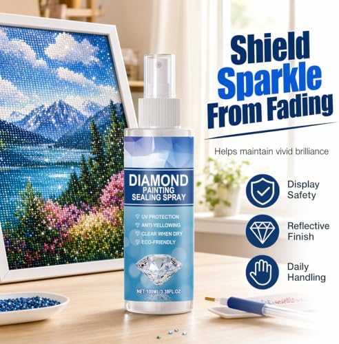 Diamond Art Sealer, 2026 New Crystal Painting Sealer Spray, Clear Protective Coating, Diamond Sealant for DIY Crafts, and Decorative Artwork, 2PCS