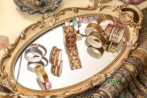 20 Rolls Chinese Style Washi Tape Set, Ancient Palace Pattern Decorative Masking Tapes with Gold Foil, Various Sizes for Craft, Scrapbook, DIY, Gift Wrapping (12-Golden Phoenix Court)