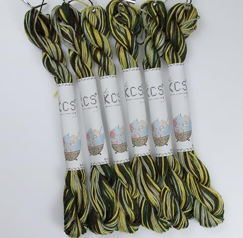 KCS Big skeins of 25 Meters Size 25 Color Variegated Cross Stitch Stranded Threads,6 skeins,4521