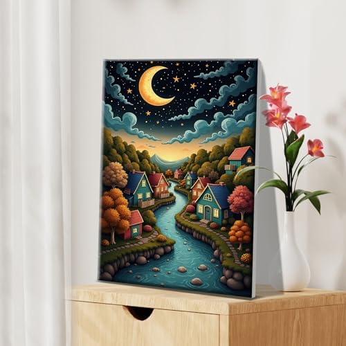 JOOZ Landscape Paint by Numbers Kit for Adults with Frame, 8x12 Inch