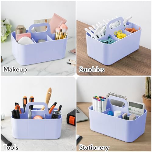 Tiawudi Multipurpose Caddy Organizer, Plastic Caddy with Handle, Stackable Desk Organizer for Stationery, Marker and Pencil, Office Supplies Organizer, Dorm Caddy