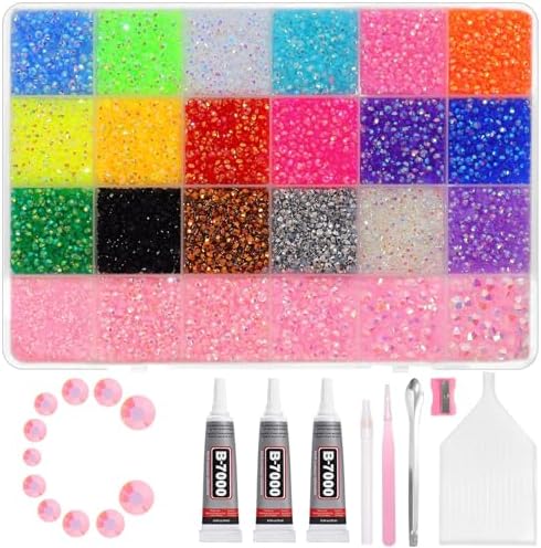 28000Pcs Color Rhinestones Bedazzling Kit, Pink Resin Jelly Bedazzling Gems