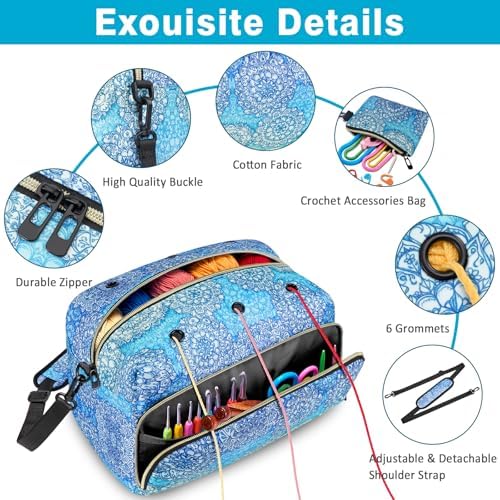 IBFUN Crochet Yarn Knitting Bag Organizer for Knit Accessories Hooks