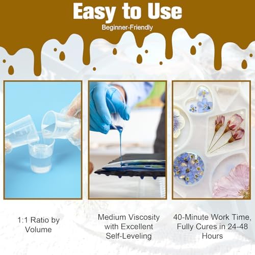 Teexpert Epoxy Resin Kit: 76OZ Casting Resin Crystal Clear Yellow Resistant Self Leveling for Art Craft DIY Jewelry Making with Pigment and Tools for Beginner Starter