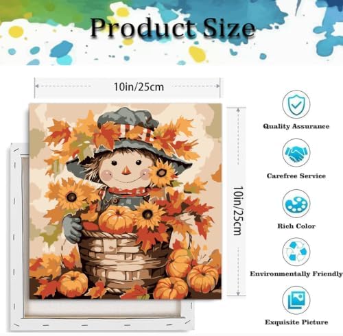 Fall Paint by Numbers Kit for Adults,Scarecrow Paint by Number With Frame