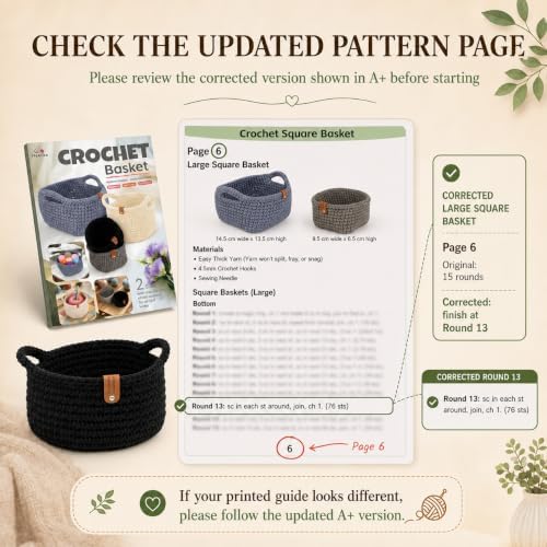 Aeelike Crochet Basket Kit for Beginner,White Round Basket,Gift Box Package