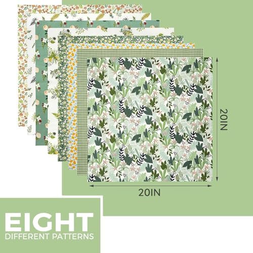 Aubliss 8pcs Fat Quarter Fabric Bundles 20'' x 20'' Cotton Craft Fabric