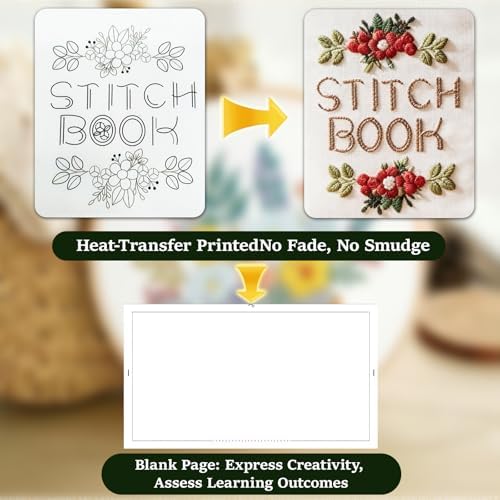 Lemosyu Embroidery Stitch Book Kit for Beginners with 44 Practice Pages
