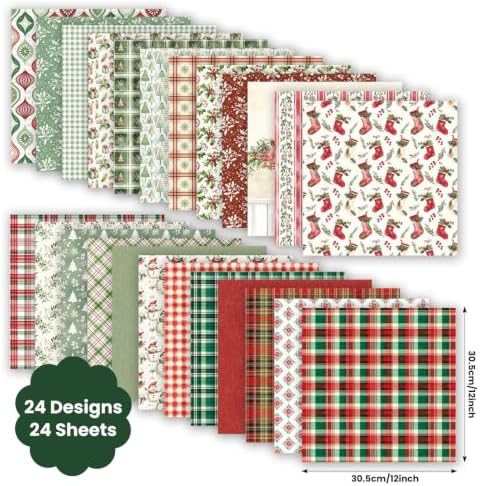 Christmas Scrapbook Paper Pad Journals Materials Pattern Decoupage, 12in