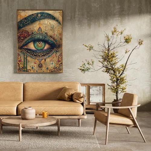 RYMILIE Diamond Art Kits for Adults Vintage Eyes 12x16inch | 5D Ancient Mural Diamond Art Painting Kit for Beginners, DIY Full Round Drill Gem Art Crafts for Home Wall Decor Gift