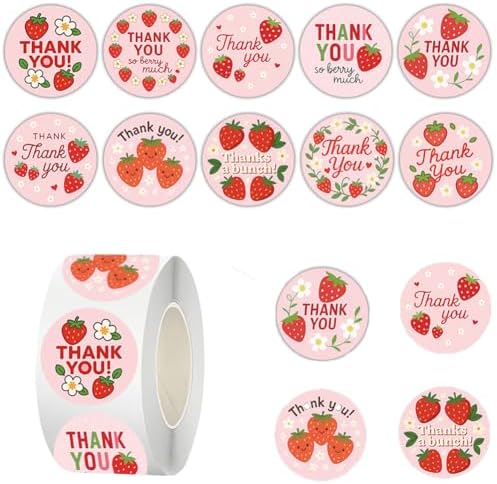 Strawberry Stickers,500Pcs Red Glitter Laser Strawberry Decals for Kids Fruit Themed Party Decor Scrapbooking Card Making Gift Wrapping Classroom Rewards 2