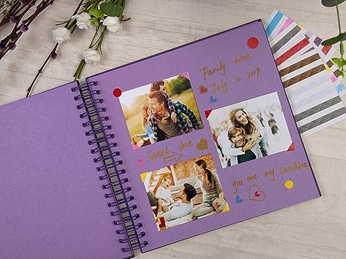 potricher 10 x 10 Inch DIY Scrapbook Photo Album 80 Pages, Purple | Thick Kraft Paper Scrap Book Photo Albums, Memory Book for Wedding, Anniversary, Baby, Family, Travel, DIY Projects