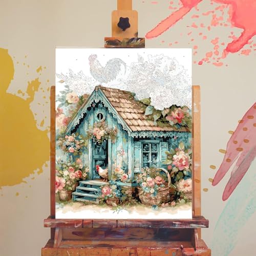 Chicken Coop Paint by Numbers for Adults - Paint by Number on Canvas